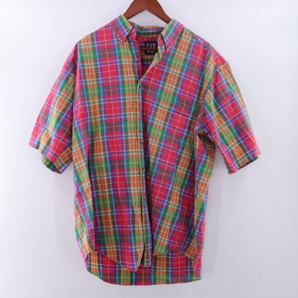 Vintage | 1990's GAP Cotton Short Sleeve Button Down Shirt Large - Picture 1 of 5